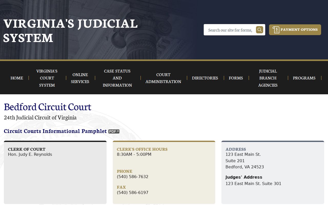 Bedford County criminal court cases on the Circuit Court page