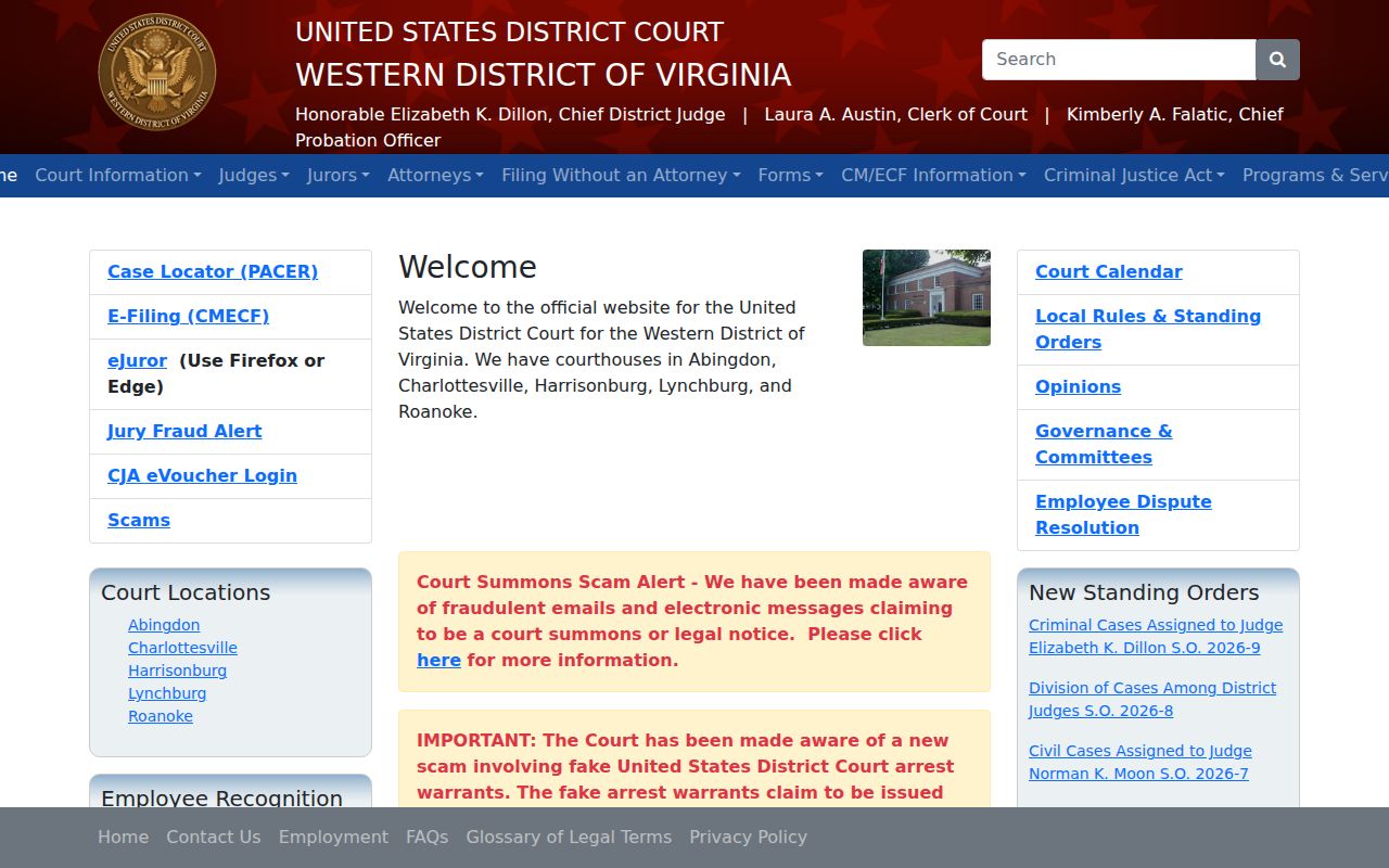 Bedford County federal criminal court records at the Western District of Virginia