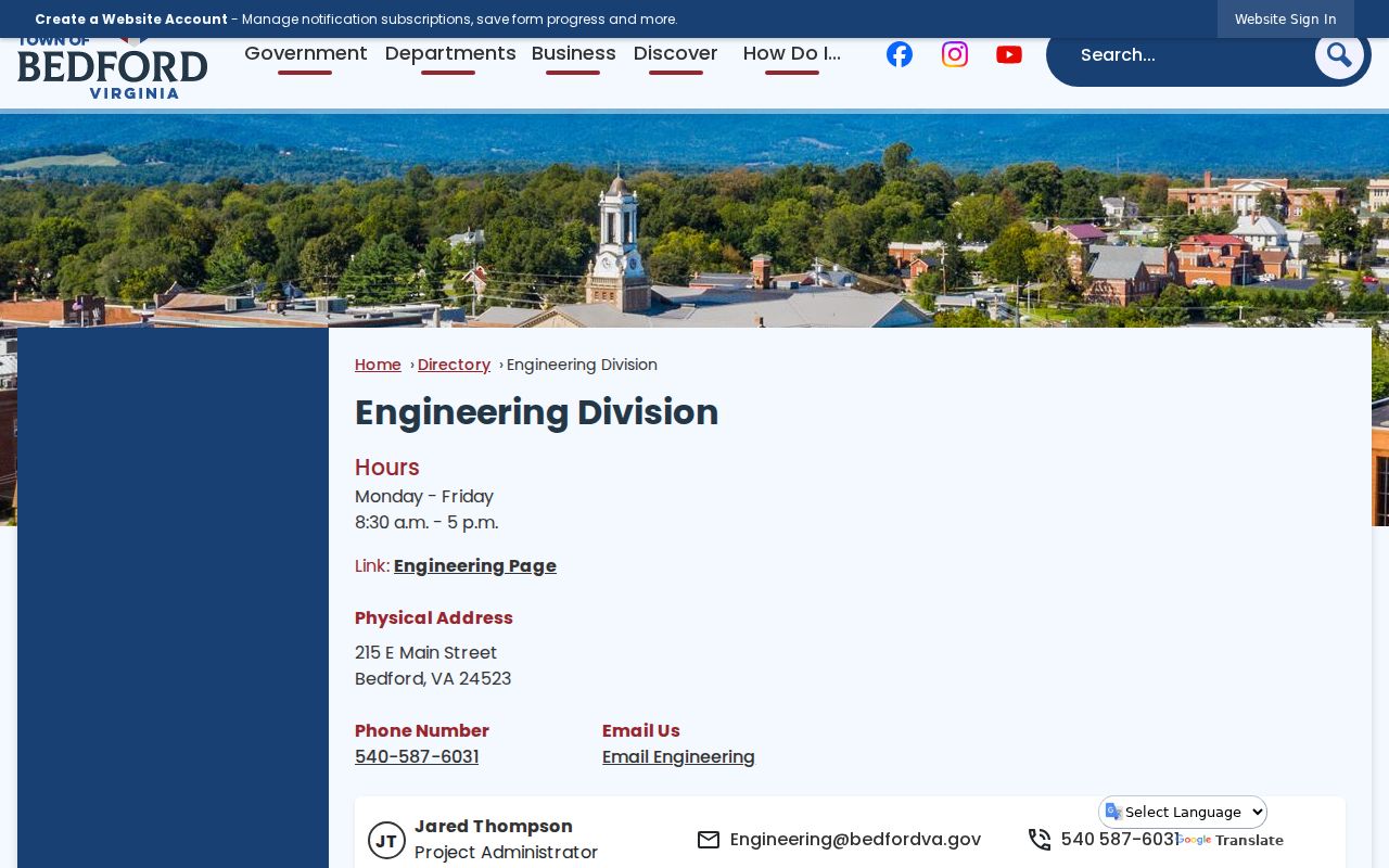 Bedford criminal records contact listing in the Town Police directory